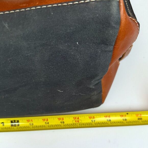 Canvas and Leather Large Rustic Distressed Style Charcoal Gray Tote - Picture 9 of 9